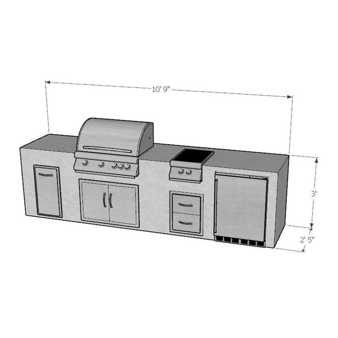 Big Ridge Outdoor Kitchens11 Foot Robin Ready To Finish Linear Outdoor Kitchen with Blaze Appliances Robin-L-BLZ- BetterPatio.com