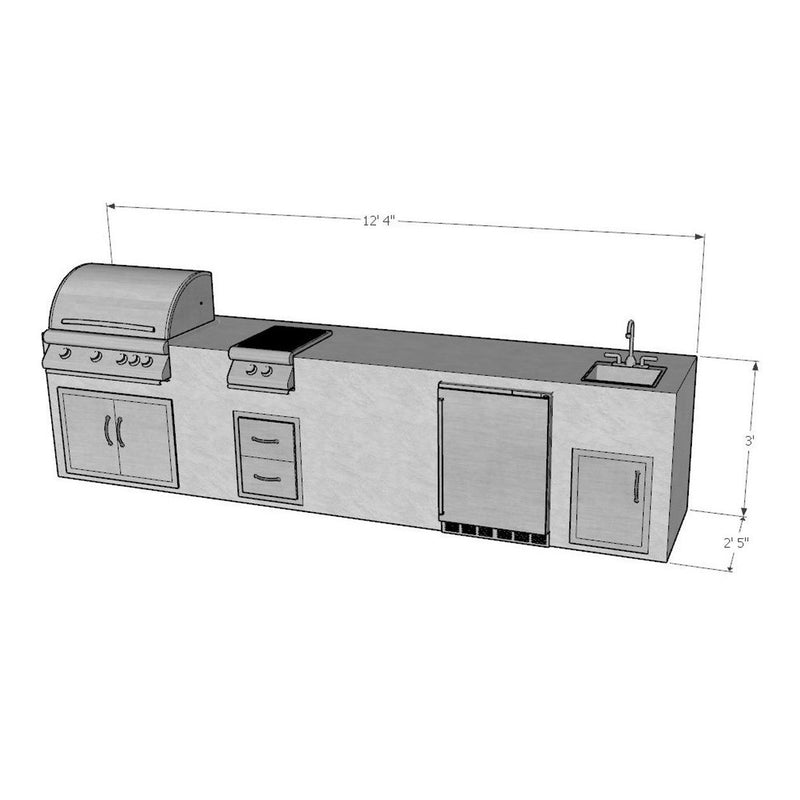 12 Foot DIY Linear Outdoor Kitchen with Blaze Appliances