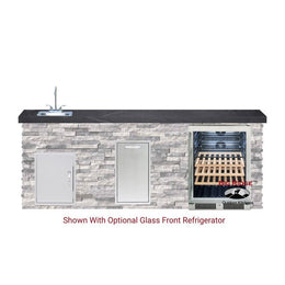 Big Ridge Outdoor Kitchens 96 Inch Luxury Bar Island with Blaze Fridge, Appliances - PKG 12