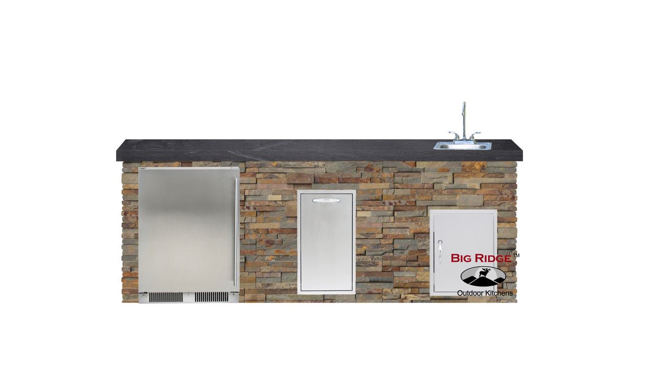 Big Ridge Outdoor KitchensBig Ridge Outdoor Kitchens 96 Inch Luxury Bar Island with Blaze Fridge, Appliances - PKG 12 BLZ-QSHIP12-R- BetterPatio.com