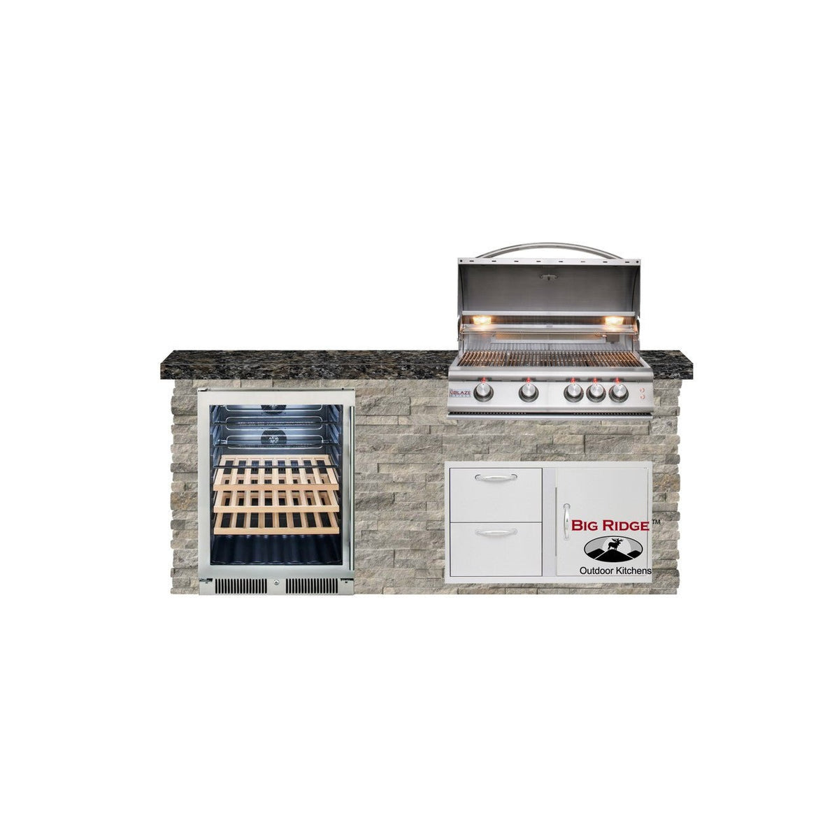 Big Ridge Outdoor KitchensBig Ridge Outdoor Kitchens Blaze Quick Ship 72 Inch Luxury Finished Outdoor Kitchen PKG 3 BLZ-QSHIP3-L- BetterPatio.com