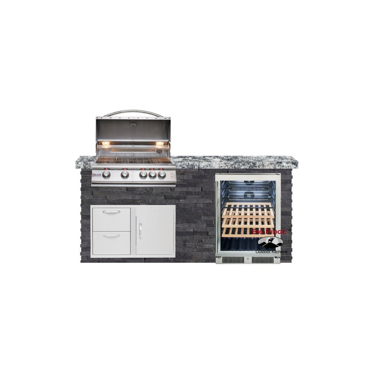 Big Ridge Outdoor KitchensBig Ridge Outdoor Kitchens Blaze Quick Ship 72 Inch Luxury Finished Outdoor Kitchen PKG 3 BLZ-QSHIP3-L- BetterPatio.com
