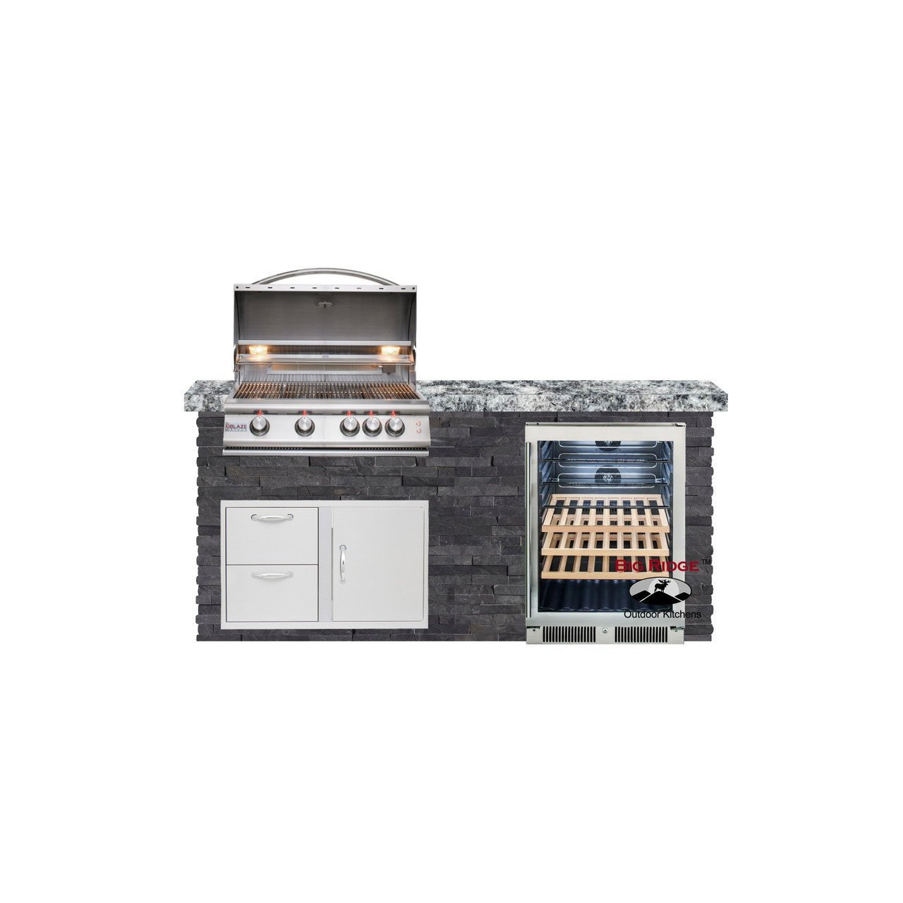 Big Ridge Outdoor KitchensBig Ridge Outdoor Kitchens Blaze Quick Ship 72 Inch Luxury Finished Outdoor Kitchen PKG 3 BLZ-QSHIP3-L- BetterPatio.com