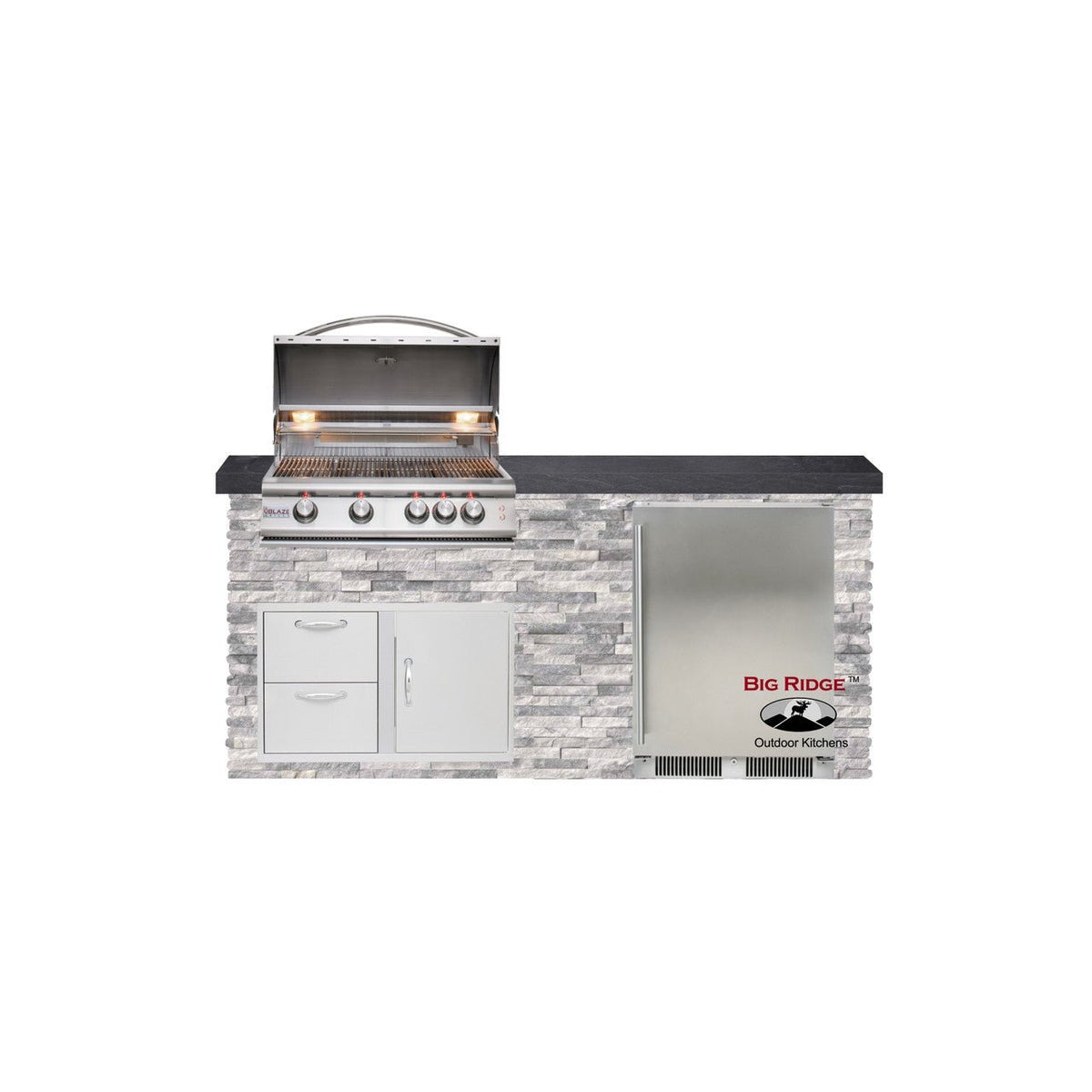 Big Ridge Outdoor KitchensBig Ridge Outdoor Kitchens Blaze Quick Ship 72 Inch Luxury Finished Outdoor Kitchen PKG 3 BLZ-QSHIP3-L- BetterPatio.com