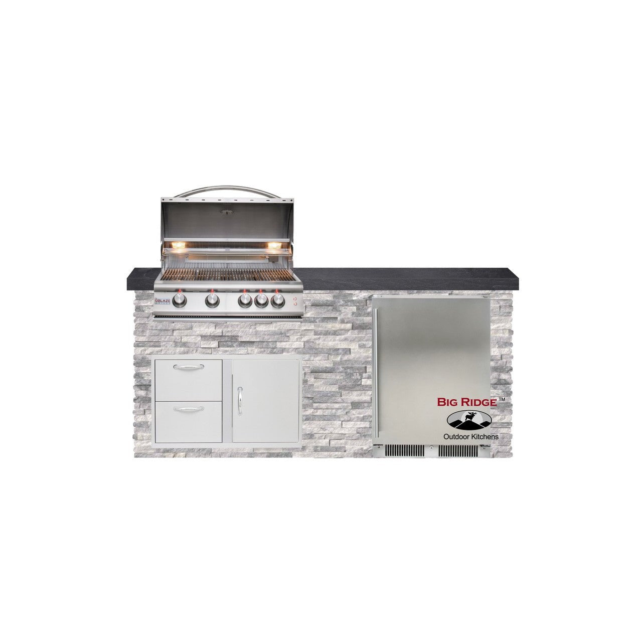 Big Ridge Outdoor KitchensBig Ridge Outdoor Kitchens Blaze Quick Ship 72 Inch Luxury Finished Outdoor Kitchen PKG 3 BLZ-QSHIP3-L- BetterPatio.com