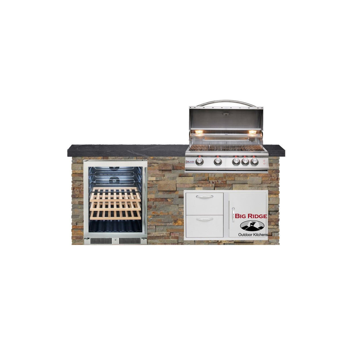 Big Ridge Outdoor KitchensBig Ridge Outdoor Kitchens Blaze Quick Ship 72 Inch Luxury Finished Outdoor Kitchen PKG 3 BLZ-QSHIP3-L- BetterPatio.com