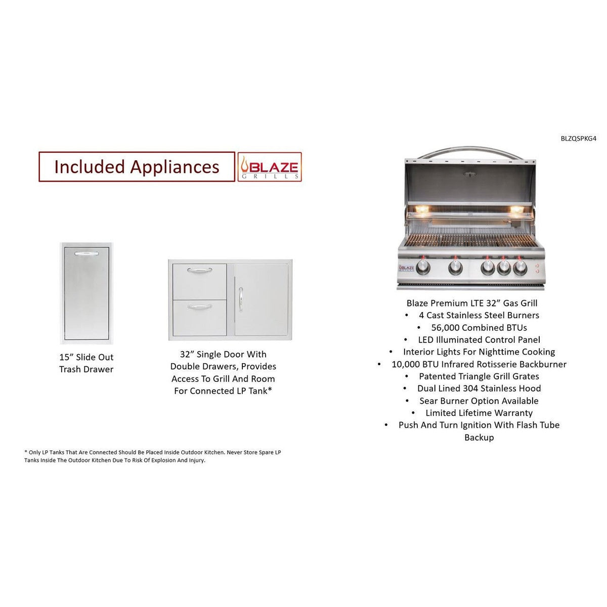 Big Ridge Outdoor KitchensBig Ridge Outdoor Kitchens Blaze Quick Ship 72" Luxury Finished Outdoor Kitchen PKG 4 BLZ-QSHIP4_L- BetterPatio.com