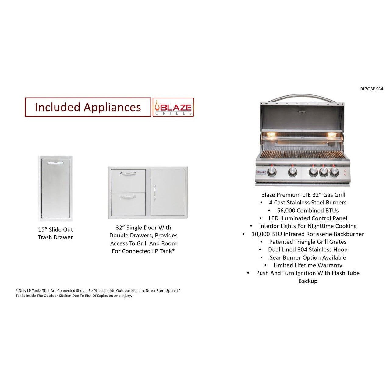 Big Ridge Outdoor KitchensBig Ridge Outdoor Kitchens Blaze Quick Ship 72" Luxury Finished Outdoor Kitchen PKG 4 BLZ-QSHIP4_L- BetterPatio.com