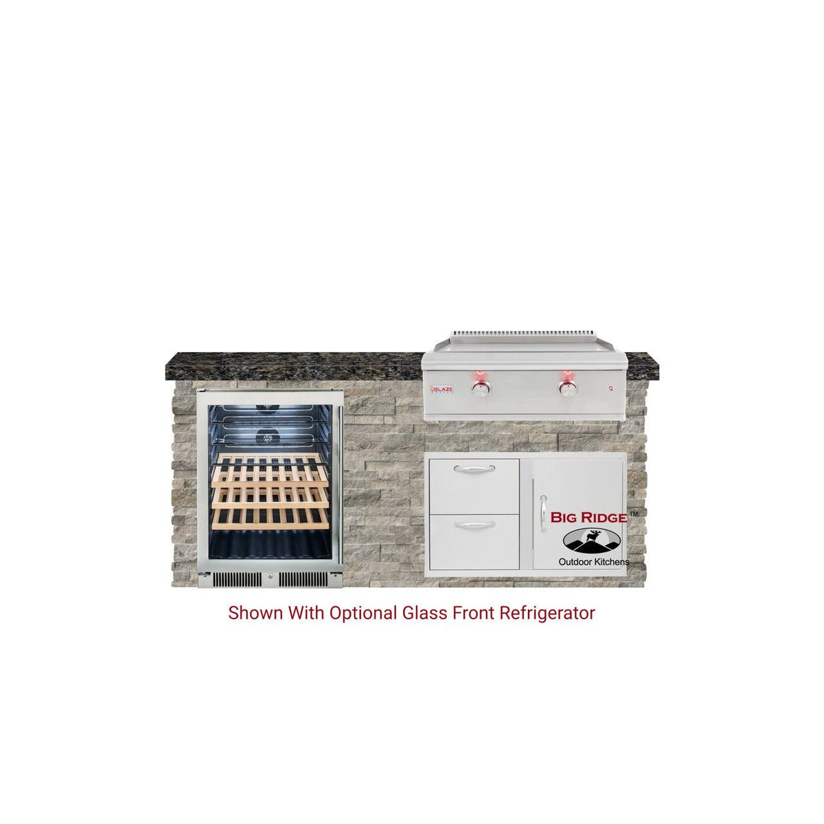 6 Foot Quick Ship Luxury Outdoor Kitchen with Blaze Griddle, Fridge  // BetterPatio.com