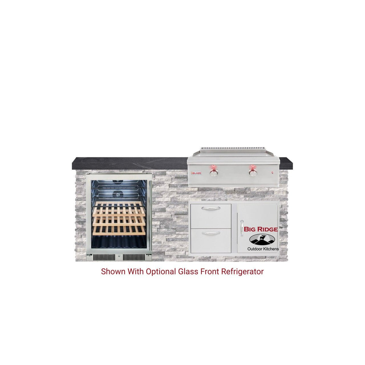 6 Foot Quick Ship Luxury Outdoor Kitchen with Blaze Griddle, Fridge  // BetterPatio.com