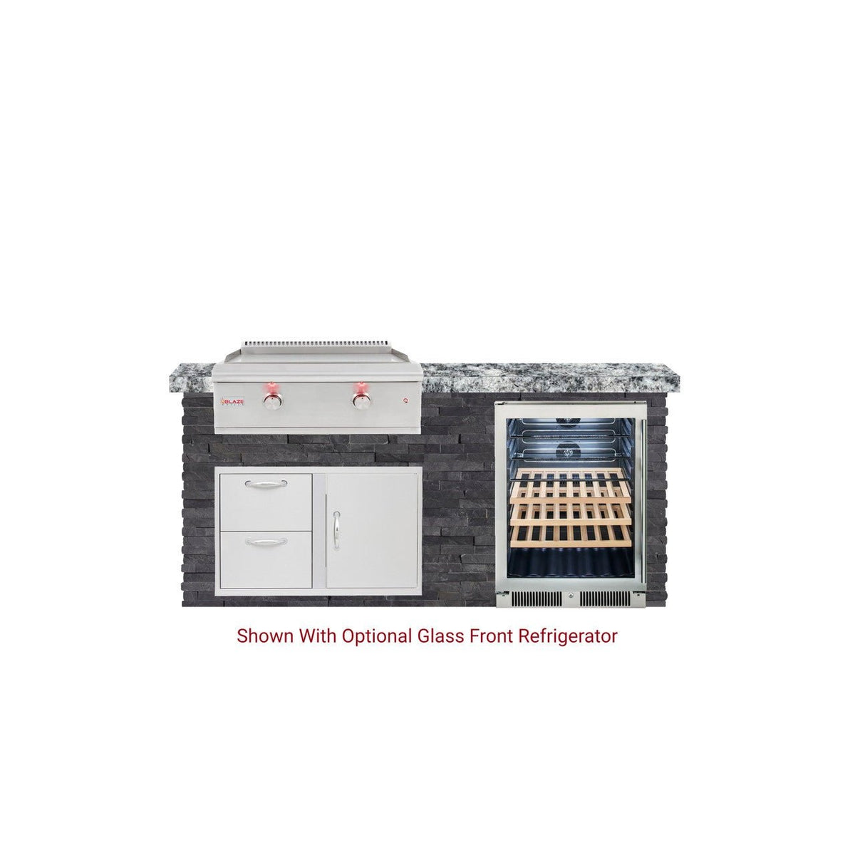 6 Foot Quick Ship Luxury Outdoor Kitchen with Blaze Griddle, Fridge  // BetterPatio.com