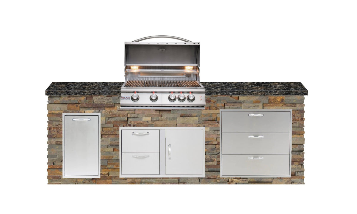 Big Ridge Outdoor KitchensBig Ridge Outdoor Kitchens Blaze Quick Ship 96" Luxury Finished Outdoor Kitchen PKG 1 BLZ-QSHIP1_left- BetterPatio.com