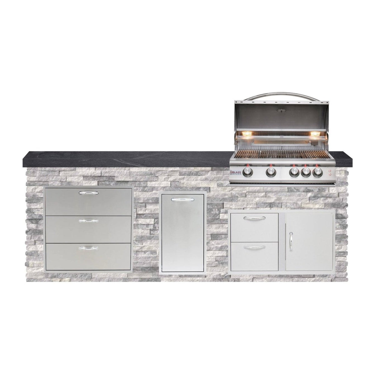 Big Ridge Outdoor KitchensBig Ridge Outdoor Kitchens Blaze Quick Ship 96" Luxury Finished Outdoor Kitchen PKG 1 BLZ-QSHIP1_left- BetterPatio.com
