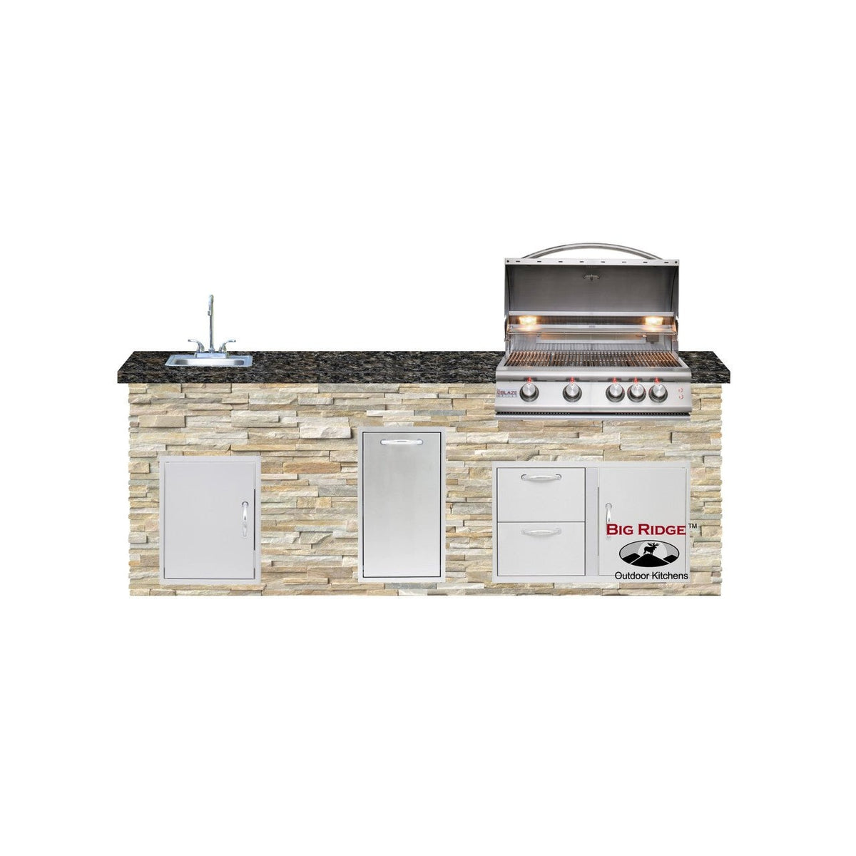 Big Ridge Outdoor KitchensBig Ridge Outdoor Kitchens Blaze Quick Ship 96" Luxury Finished Outdoor Kitchen PKG 9 BLZ-QSHIP9_right- BetterPatio.com