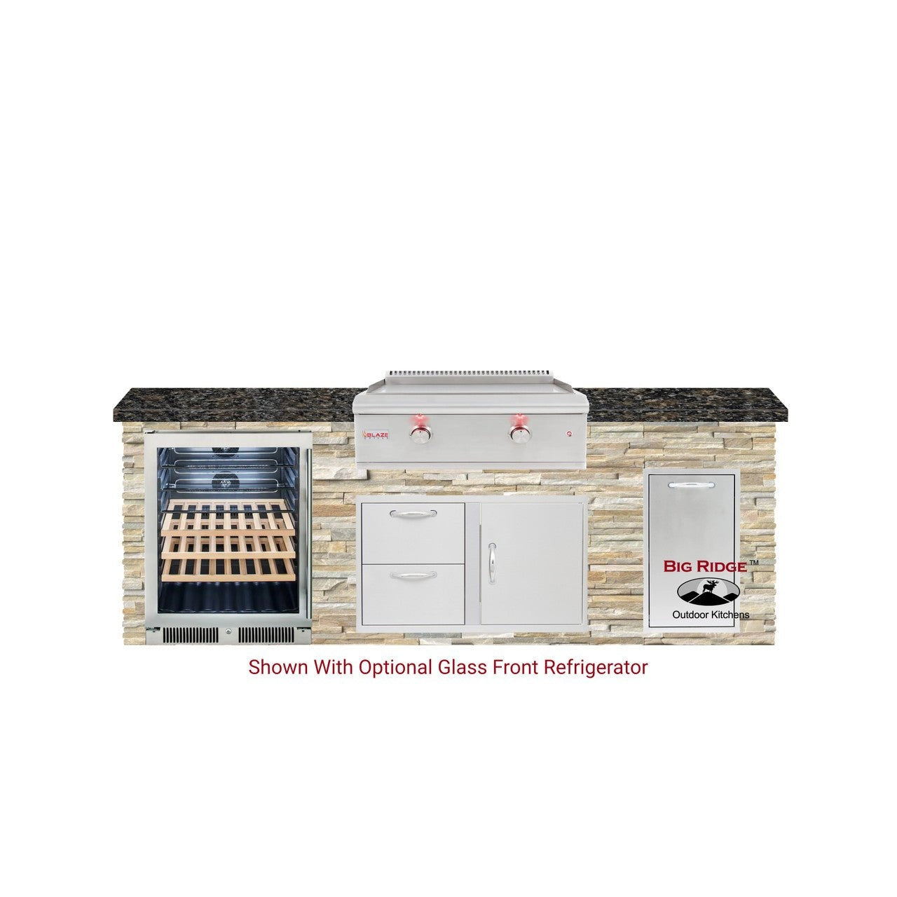 8 Foot Quick Ship Luxury Outdoor Kitchen with Blaze Griddle, Fridge // BetterPatio.com