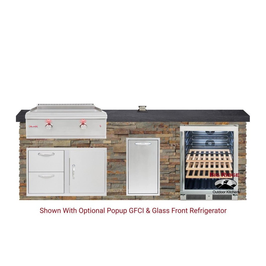 8 Foot Quick Ship Luxury Outdoor Kitchen with Blaze Griddle, Fridge // BetterPatio.com