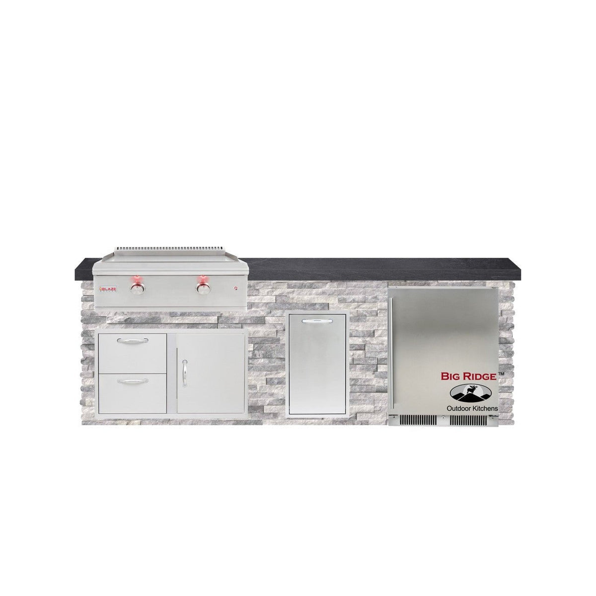 8 Foot Quick Ship Luxury Outdoor Kitchen with Blaze Griddle, Fridge // BetterPatio.com