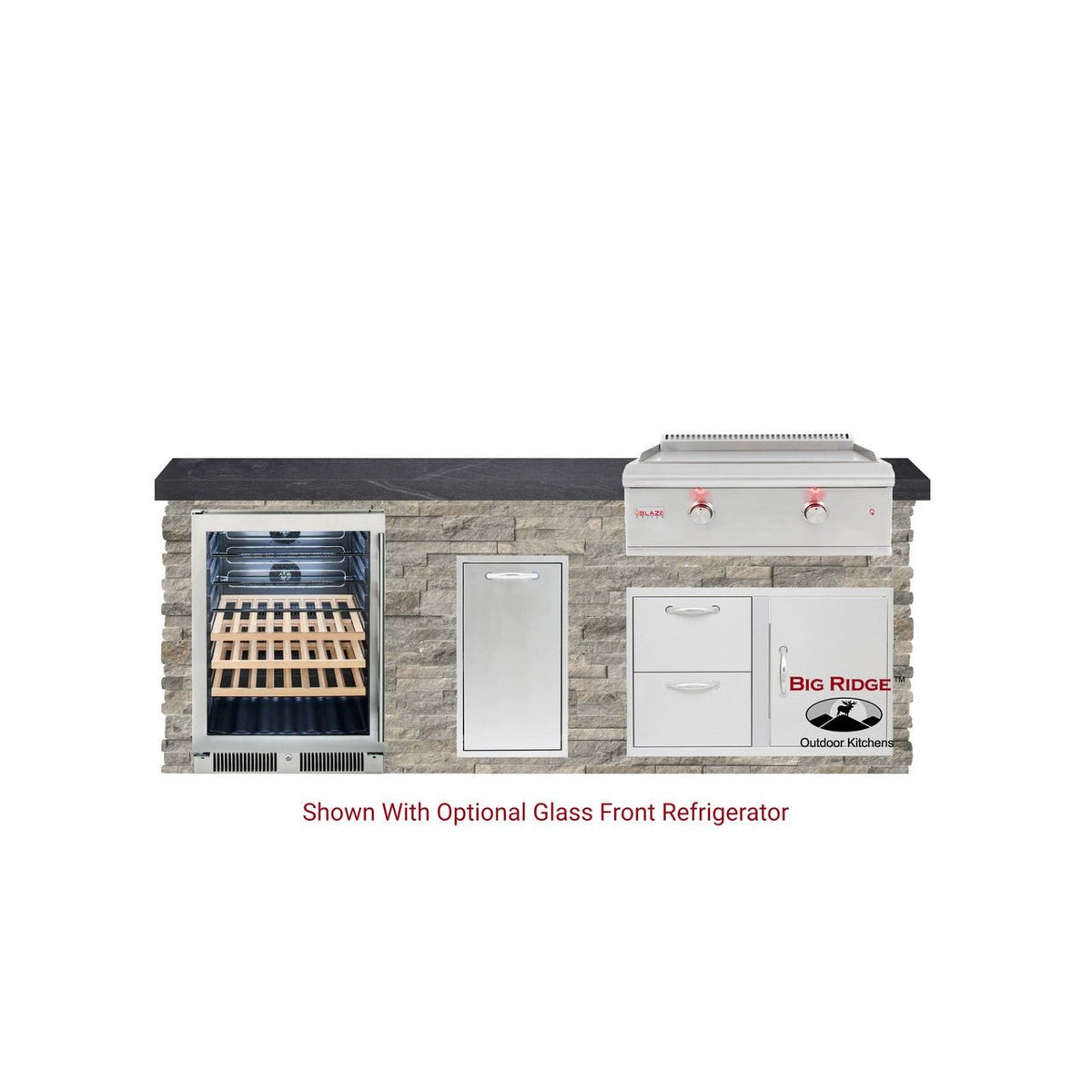 8 Foot Quick Ship Luxury Outdoor Kitchen with Blaze Griddle, Fridge // BetterPatio.com