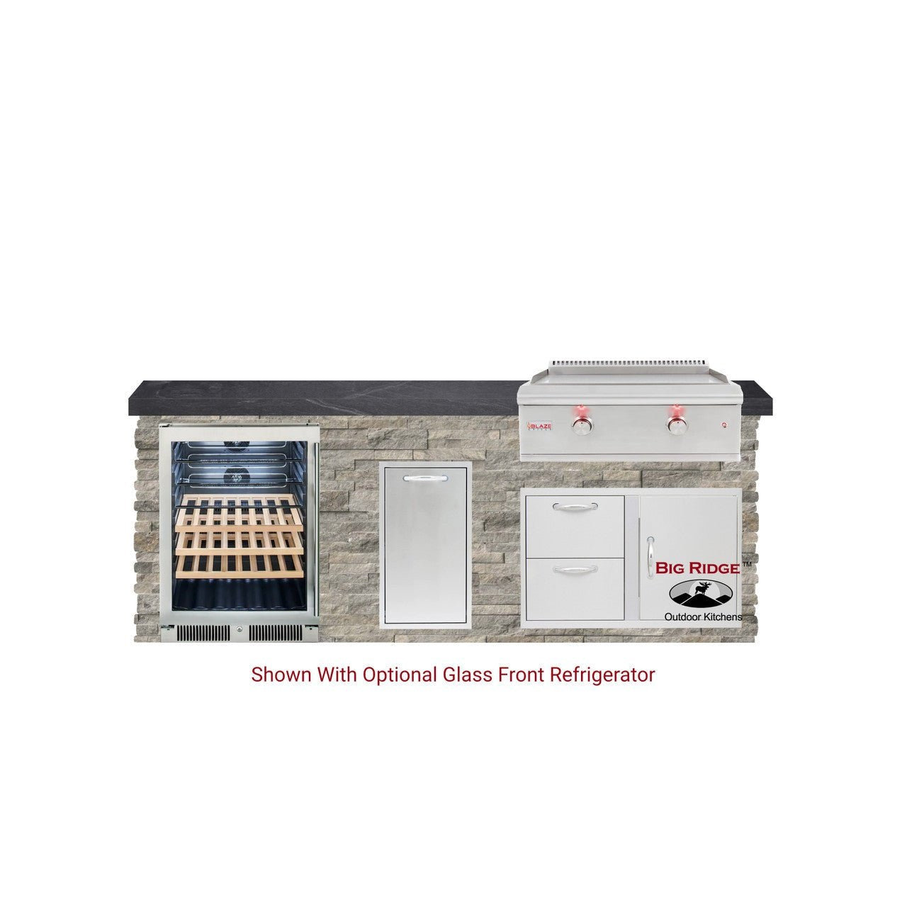 8 Foot Quick Ship Luxury Outdoor Kitchen with Blaze Griddle, Fridge // BetterPatio.com