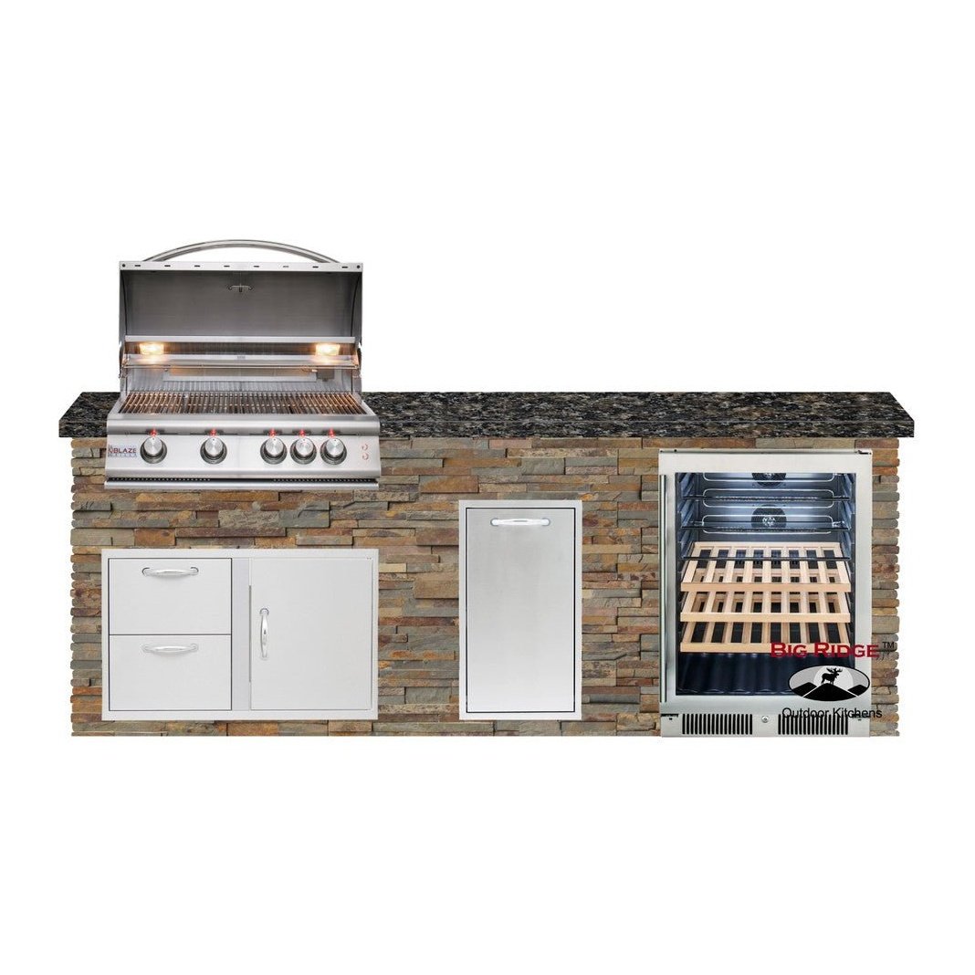 Big Ridge Outdoor KitchensBig Ridge Outdoor Kitchens Blaze Quick Ship 96" Outdoor Kitchen with Grill, Fridge PKG 2 BLZ-QSHIP2_left- BetterPatio.com