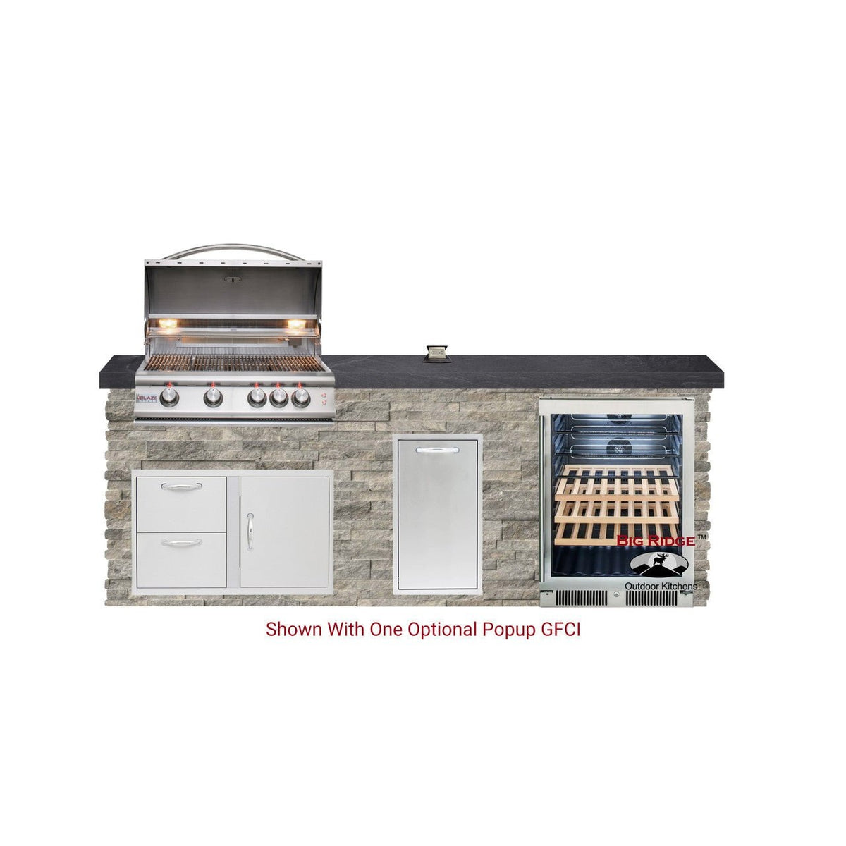 Big Ridge Outdoor KitchensBig Ridge Outdoor Kitchens Blaze Quick Ship 96" Outdoor Kitchen with Grill, Fridge PKG 2 BLZ-QSHIP2_right- BetterPatio.com