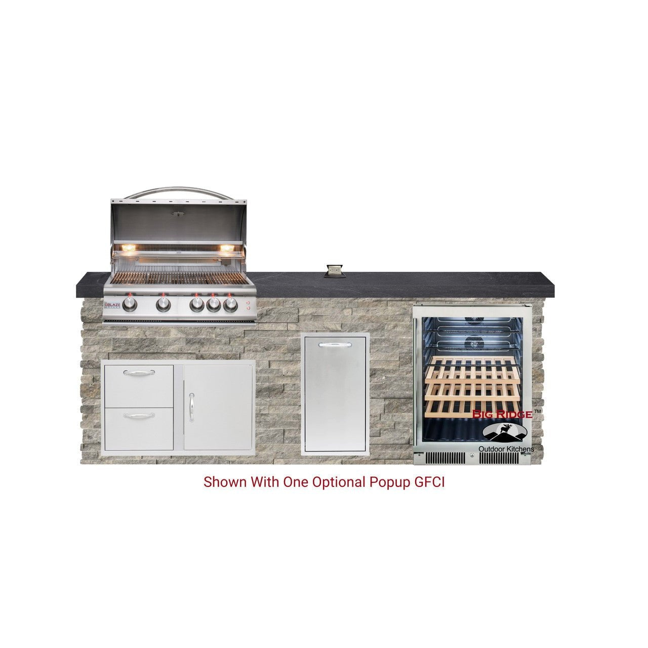 Big Ridge Outdoor KitchensBig Ridge Outdoor Kitchens Blaze Quick Ship 96" Outdoor Kitchen with Grill, Fridge PKG 2 BLZ-QSHIP2_right- BetterPatio.com