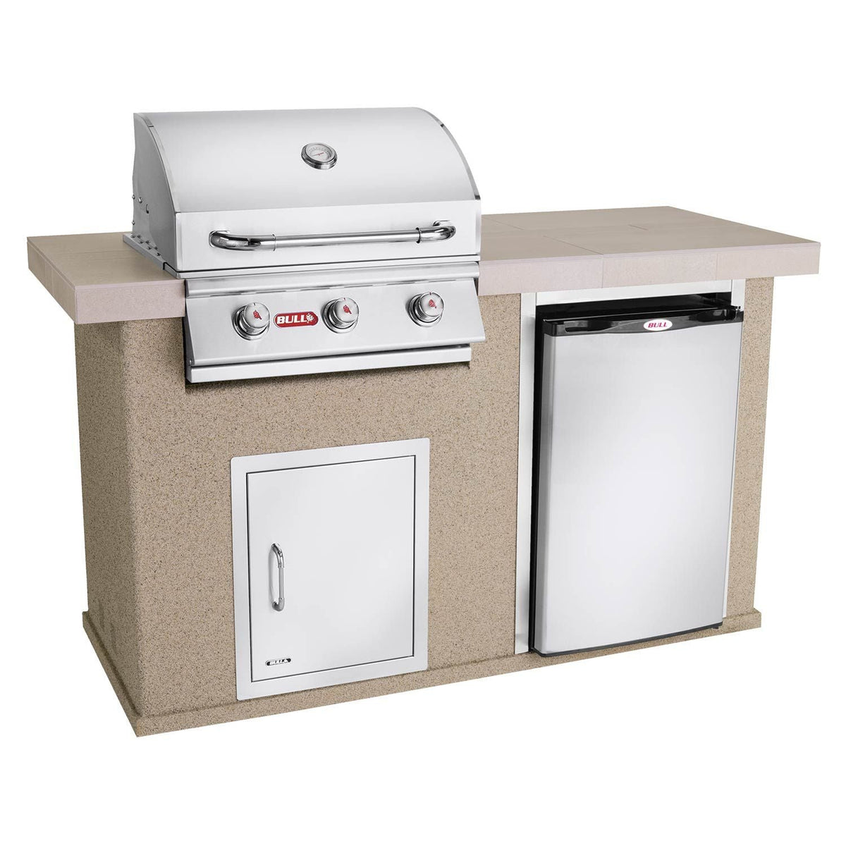 BullBull BBQ 6.5 Foot El Mundo Grill Island with Grill and Refrigerator 31074- BetterPatio.com