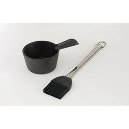 Bull Cast Iron Sauce Pot with Basting Brush - Stainless handle Silicone Head 24129