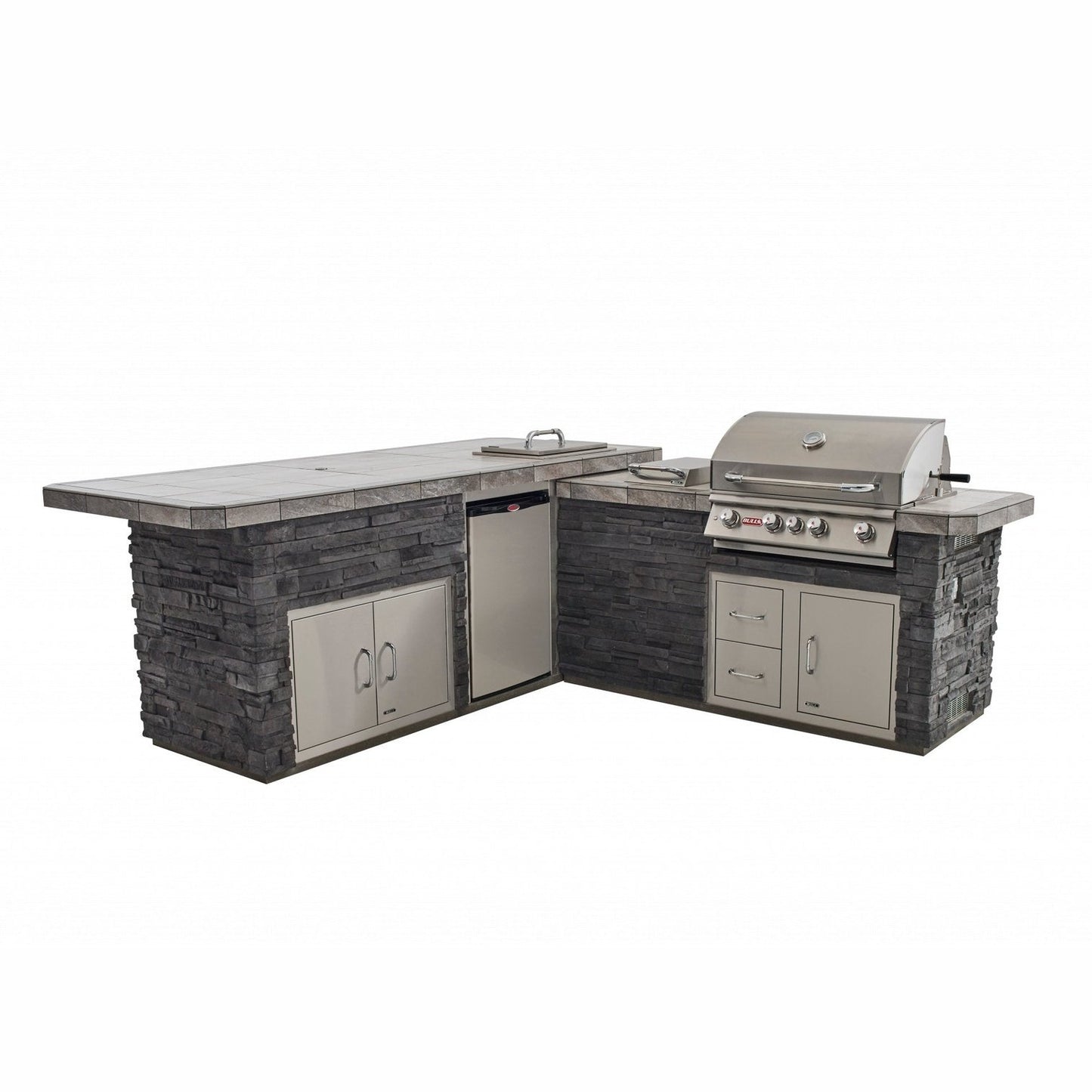BullBull Outdoor 9 Foot L-Shaped Gourmet Q BBQ Island 31021- BetterPatio.com