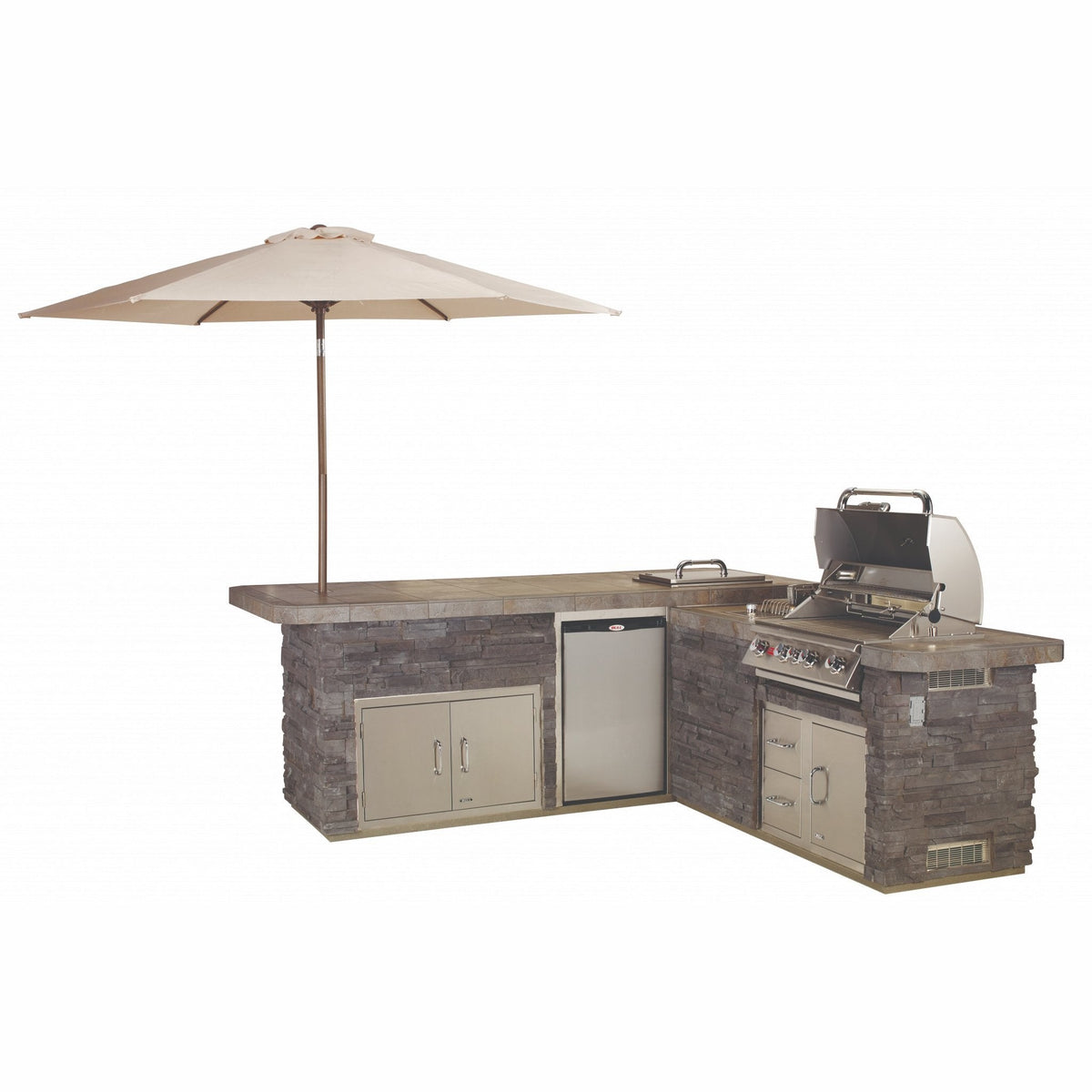 BullBull Outdoor 9 Foot L-Shaped Gourmet Q BBQ Island 31021- BetterPatio.com