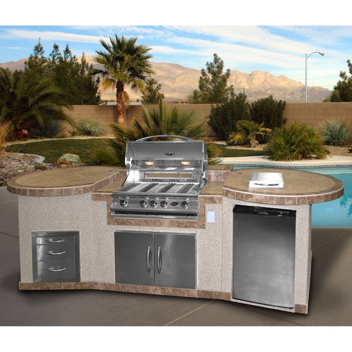 Cal FlameCal Flame 3-Piece 11 Ft. BBQ Island e3022 with P4 Four Burner Grill e3022- BetterPatio.com