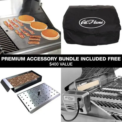 Cal FlameCal Flame 3-Piece 11 Ft. BBQ Island e3022 with P4 Four Burner Grill e3022- BetterPatio.com