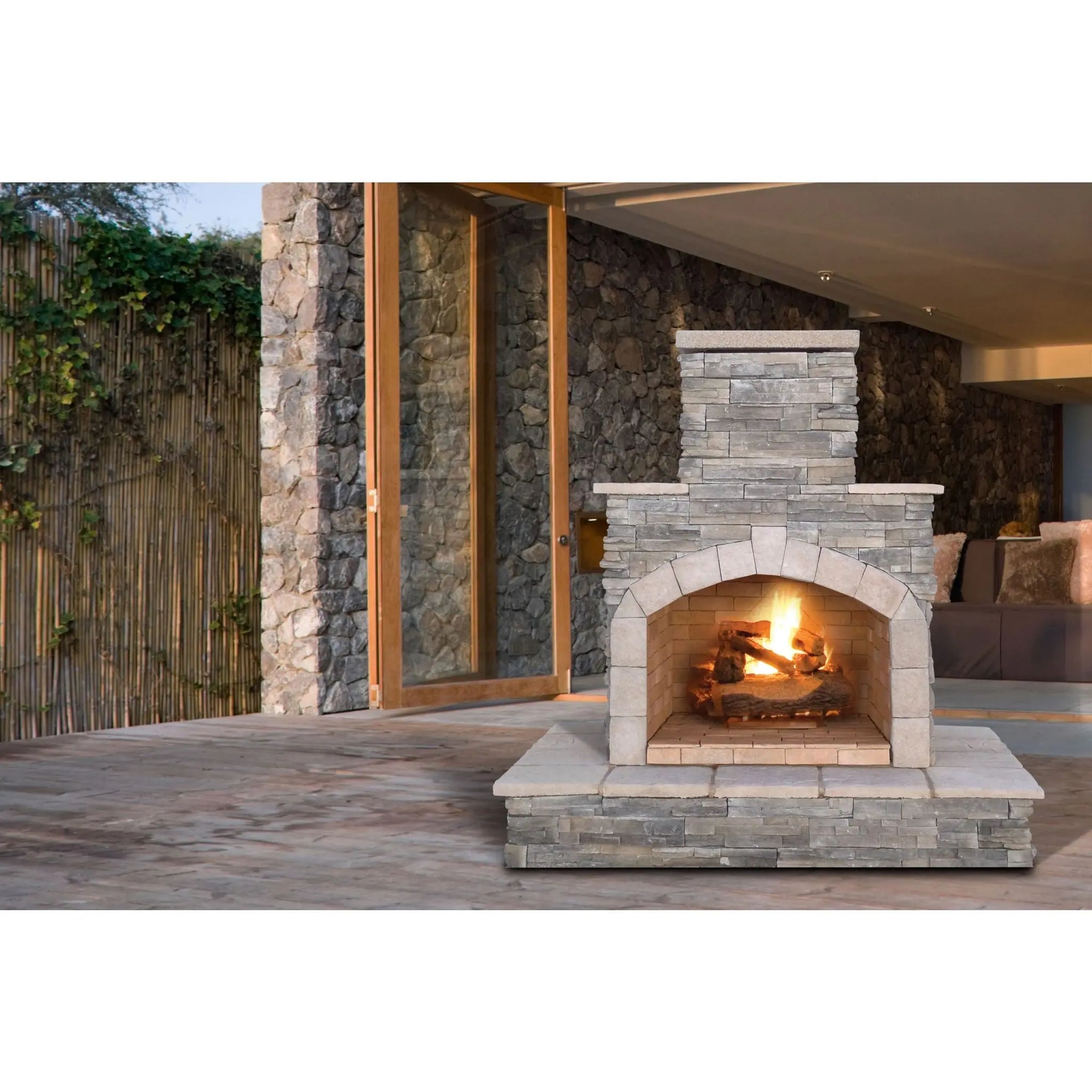 Cal Flame 78 inch Outdoor Fireplace FRP-908-3 - BetterPatio.com