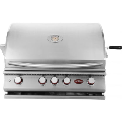 Cal Flame 7 foot Cultured Stone Grill Island with 4-Burner Gas Grill  // BetterPatio.com
