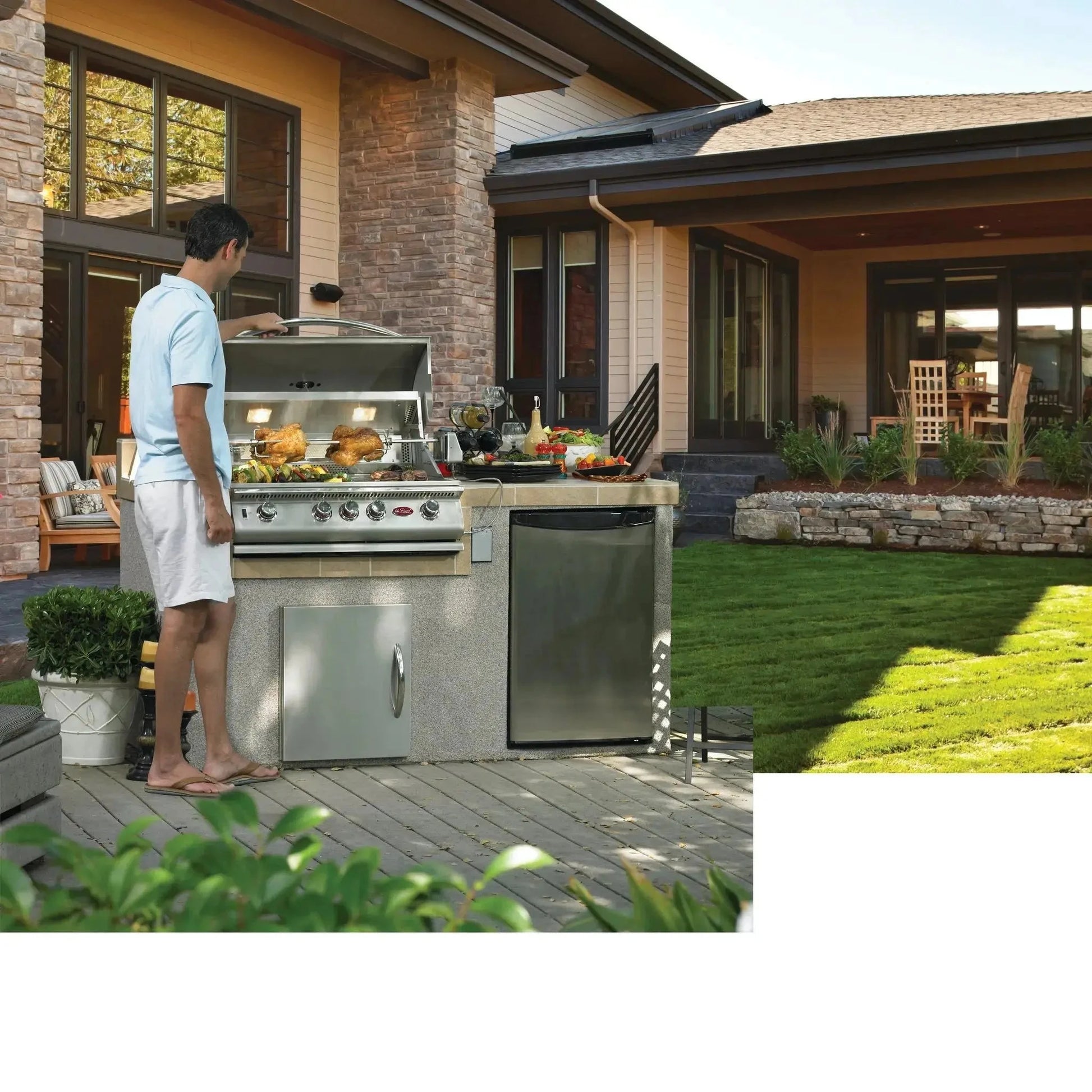 Cal FlameCal Flame P4 32 Inch 4 Burner Built In Convection Grill with Rotisserie, Griddle BBQ18874CP BBQ18874CP- BetterPatio.com
