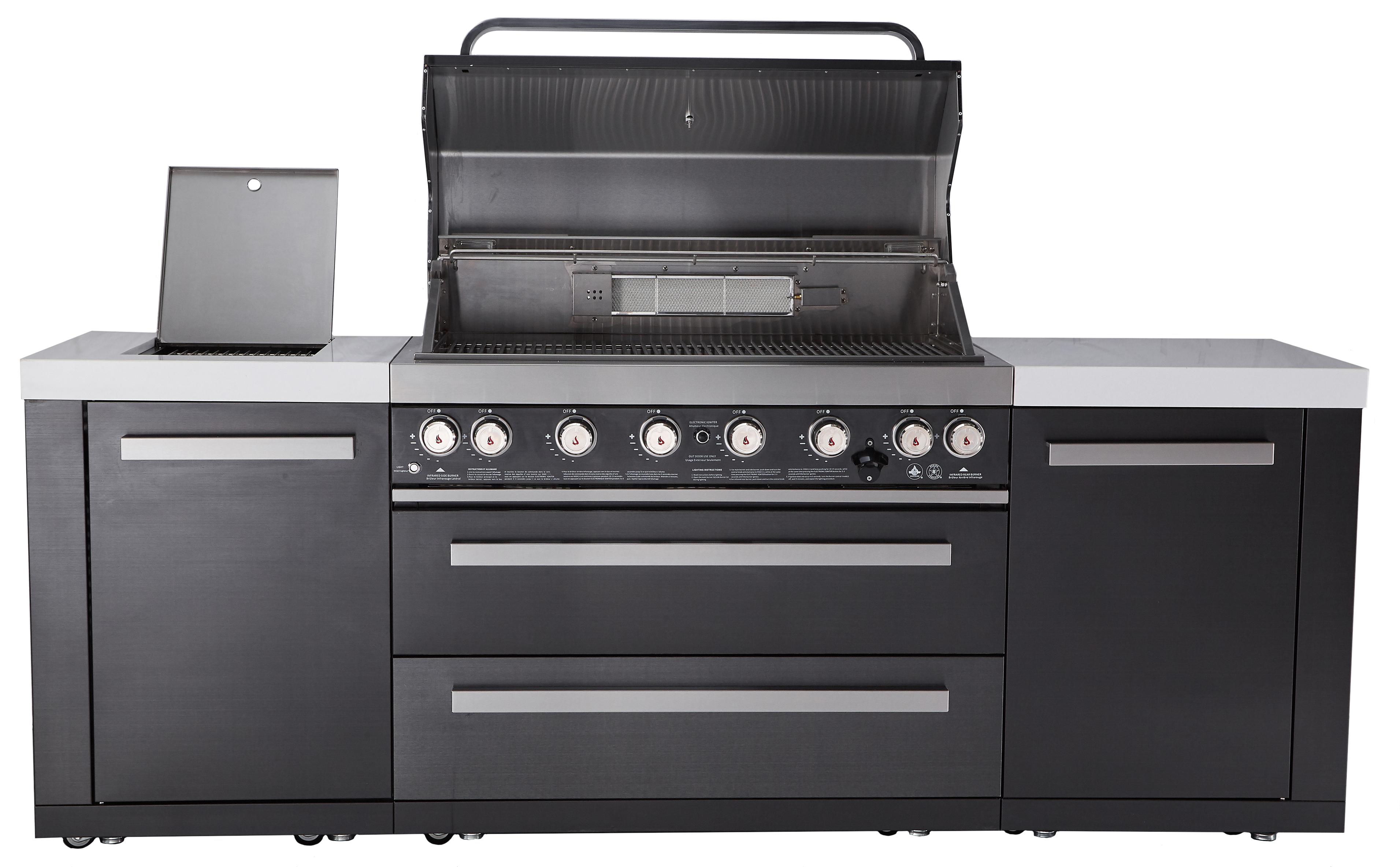Mont Alpi 8 Foot Build Your Own Black Stainless Steel Outdoor Kitchen Island