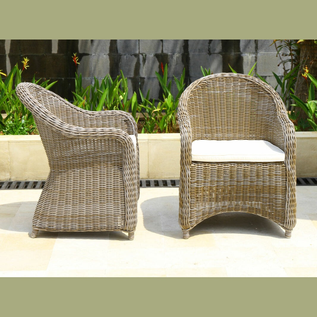 Douglas Nance Monaco Dining Armchair with White Seat Pad DN4555 - BetterPatio.com