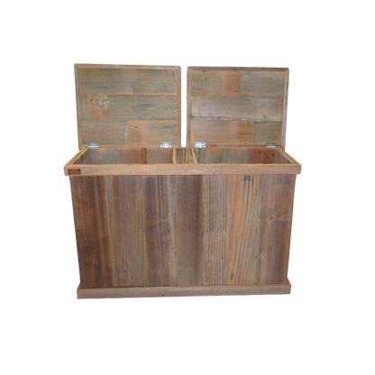 Haggard Rustic Goods Barn Wood Trash Can Double Black - BetterPatio.com