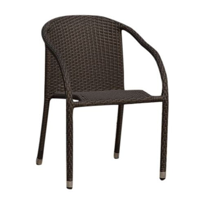 Hospitality Rattan Stackable Woven Arm Chair 1147-BRW - BetterPatio.com