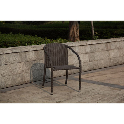 Hospitality Rattan Stackable Woven Arm Chair 1147-BRW - BetterPatio.com
