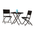 Hospitality Rattan Sapphire 3 Pc Wicker Folding Chair Set 1372-BLK-3PC-SET