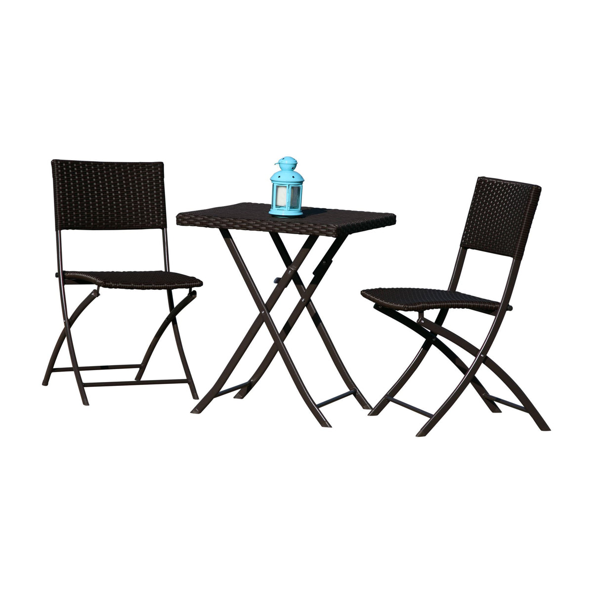 Hospitality Rattan Sapphire 3 Pc Wicker Folding Chair Set 1372-BLK-3PC-SET - BetterPatio.com