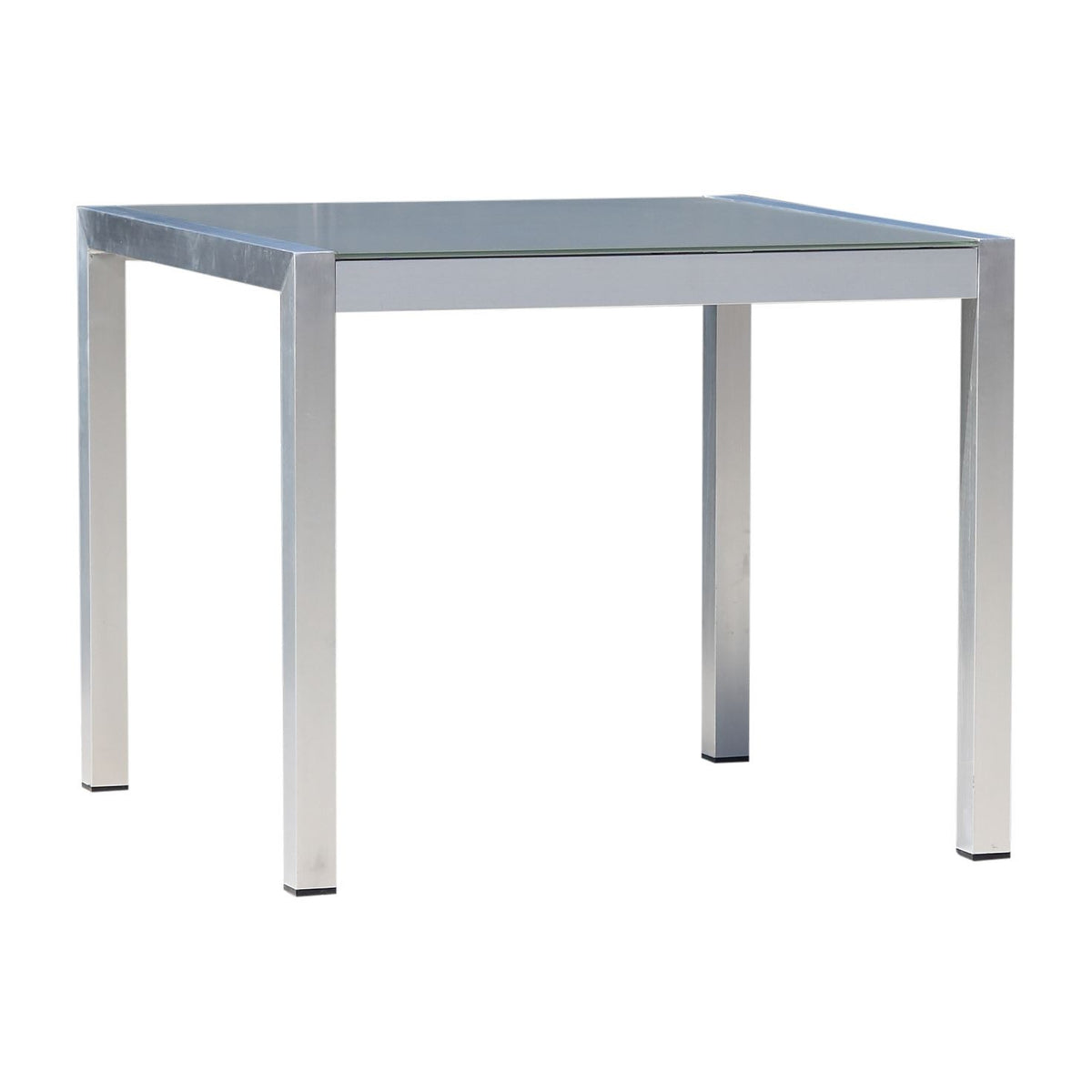 Hospitality Rattan Square Dining Table W/Glass 1430-GRY - BetterPatio.com