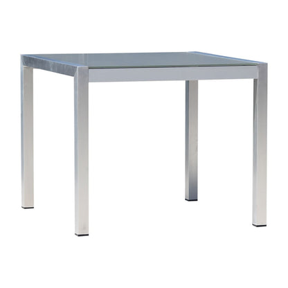 Hospitality Rattan Square Dining Table W/Glass 1430-GRY - BetterPatio.com