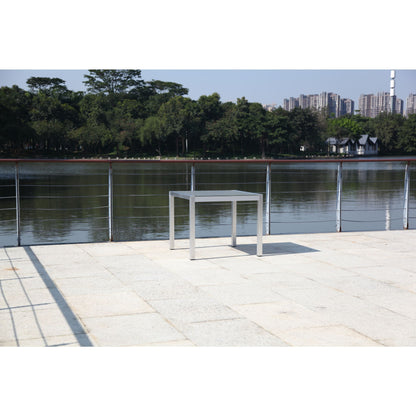 Hospitality Rattan Square Dining Table W/Glass 1430-GRY - BetterPatio.com