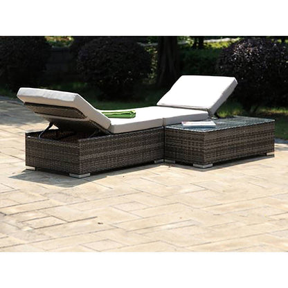 Hospitality Rattan Sapphire 3 Pc Multi-Functional Set W/Cushion 1459E-BRW-3PC-SET - BetterPatio.com