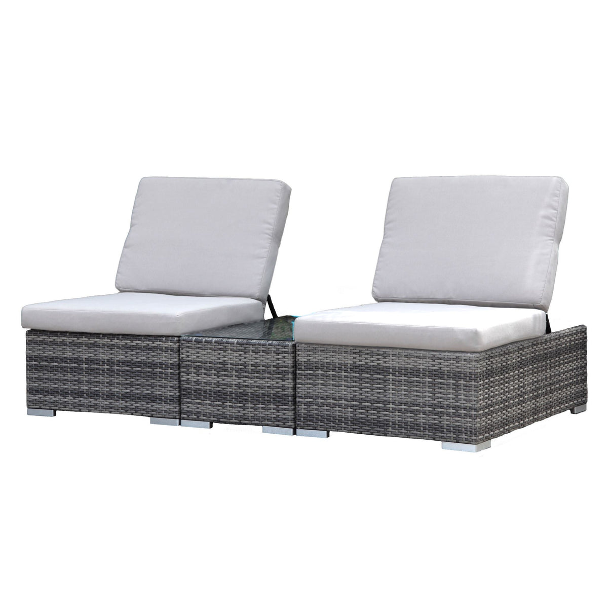 Hospitality Rattan Sapphire 3 Pc Multi-Functional Set W/Cushion 1459E-BRW-3PC-SET - BetterPatio.com