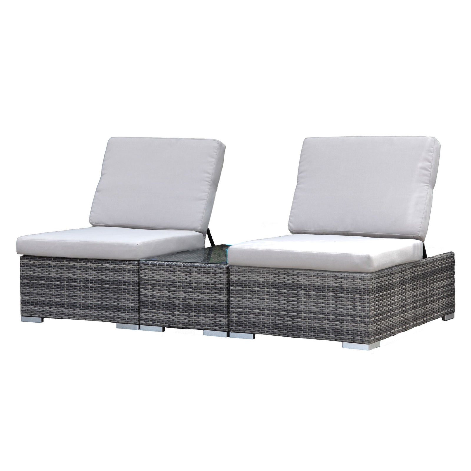 Hospitality Rattan Sapphire 3 Pc Multi-Functional Set W/Cushion 1459E-BRW-3PC-SET - BetterPatio.com