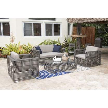 Hospitality Rattan 4 Pc Wicker Conversation / Living Set 1461-GRY-4PC-SET - BetterPatio.com
