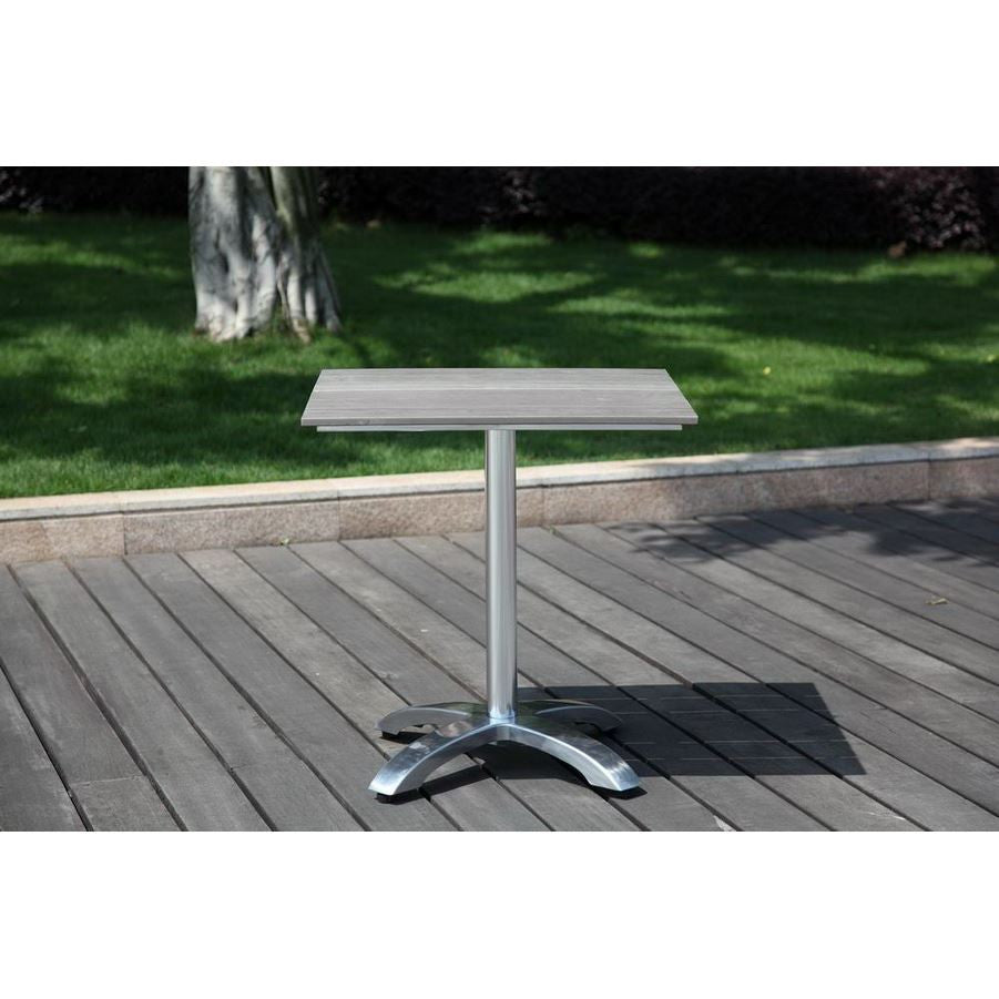 Hospitality Rattan Slatted Artificial Wood Table 28"  1464T-GRY - BetterPatio.com
